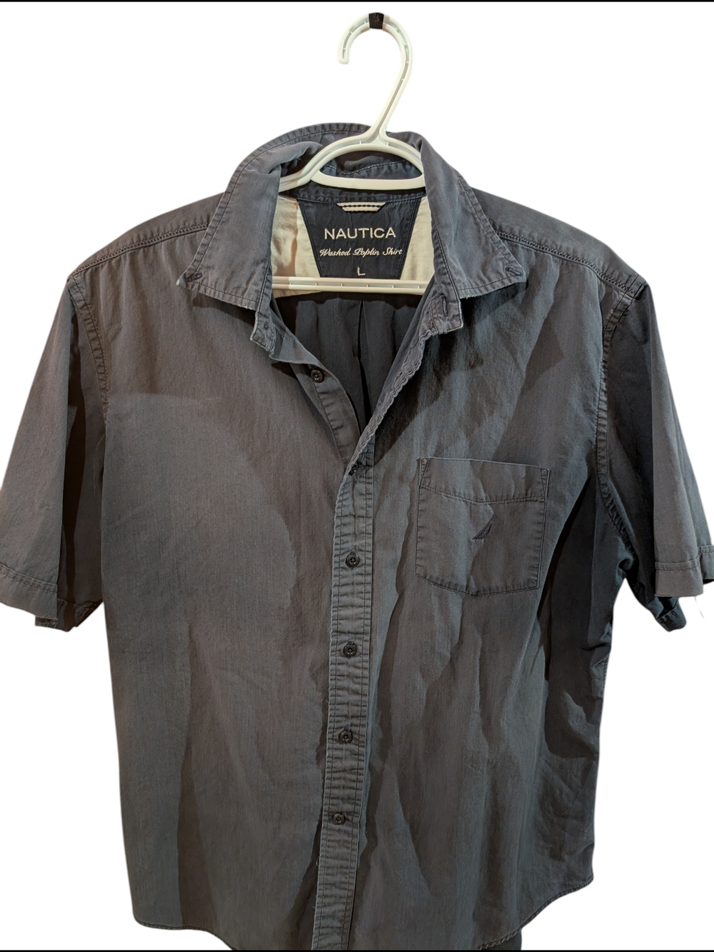 Nautica Men's Short Sleeve Button-Down Shirt - Charcoal